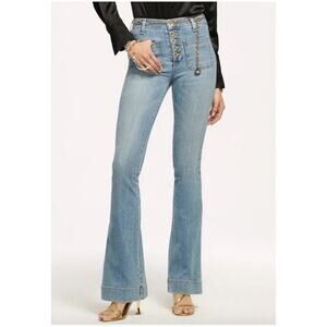 Ramy Brook Cindy High Rise Flare Jeans Size 30 Button Fly Light Wash NWT $245